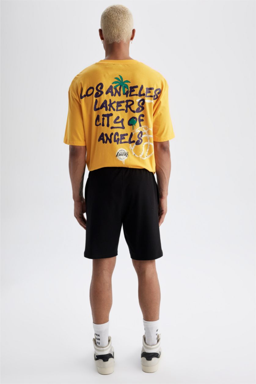 MAN Black DeFactoFit NBA Los Angeles Lakers Standard Fit Shorts