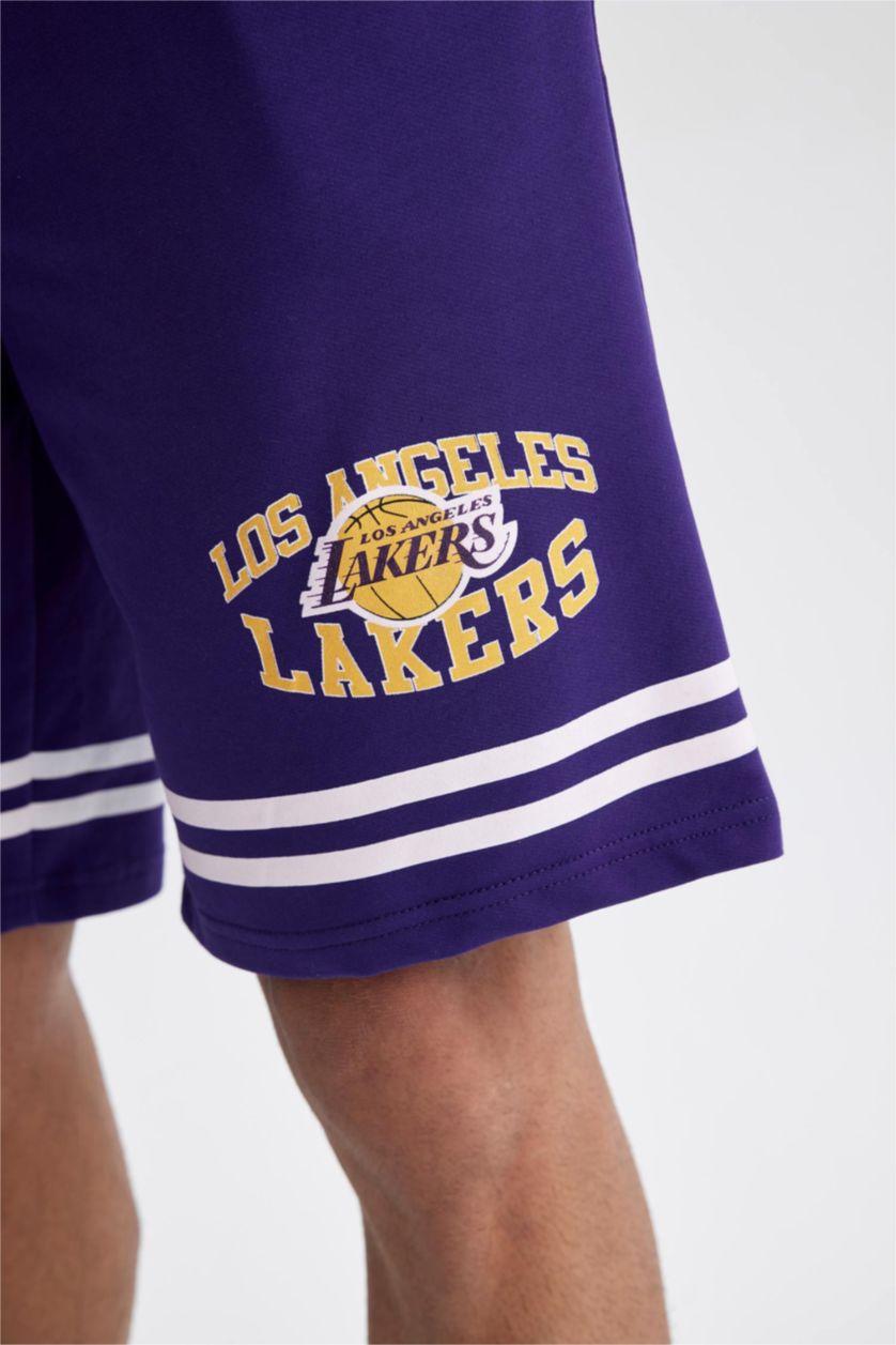 MAN Dark Purple DeFactoFit NBA Los Angeles Lakers Standard Fit Shorts