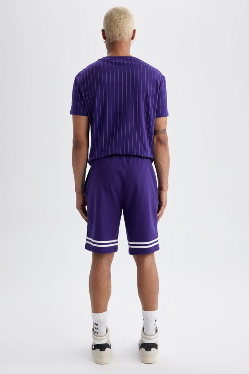 MAN Dark Purple DeFactoFit NBA Los Angeles Lakers Standard Fit Shorts