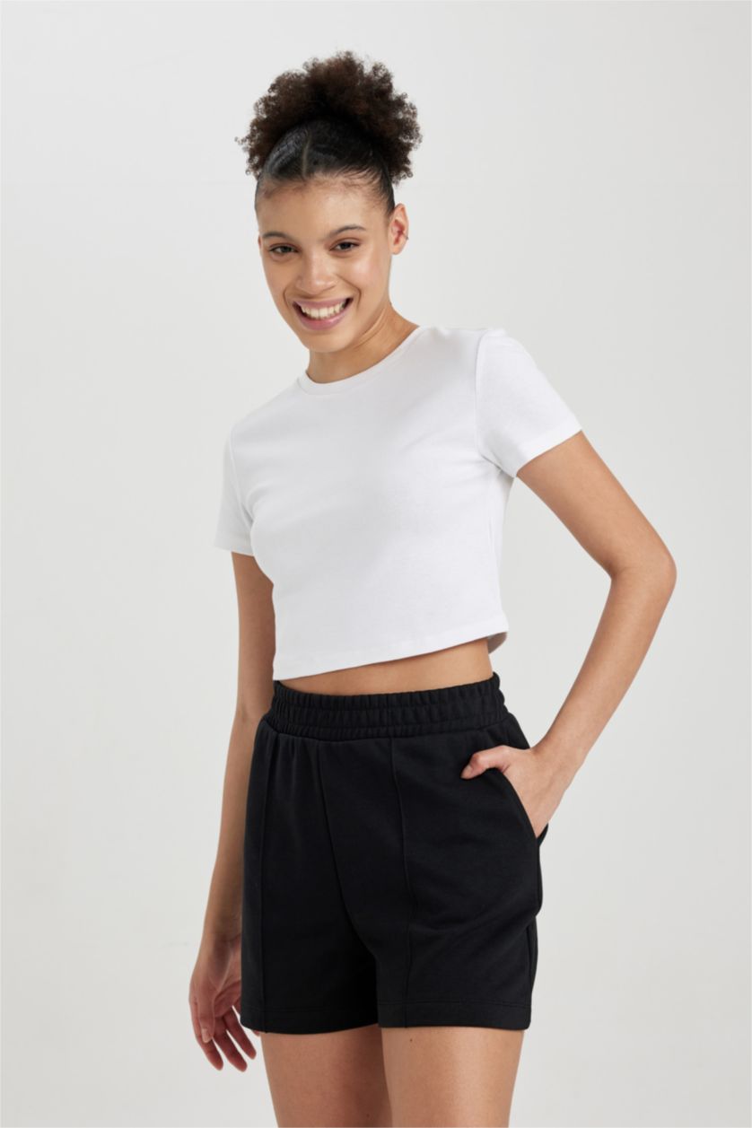 نساء أسود شورت من قماش سميك