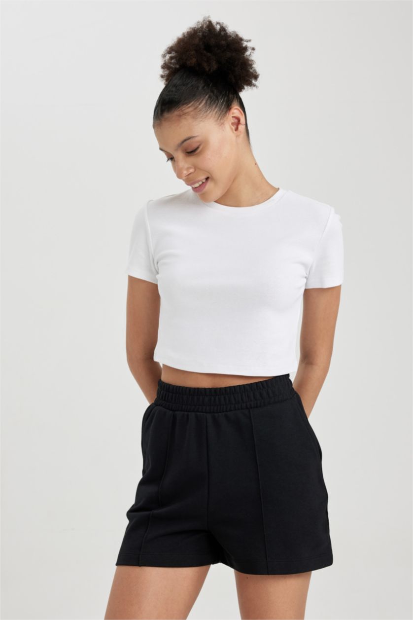 نساء أسود شورت من قماش سميك