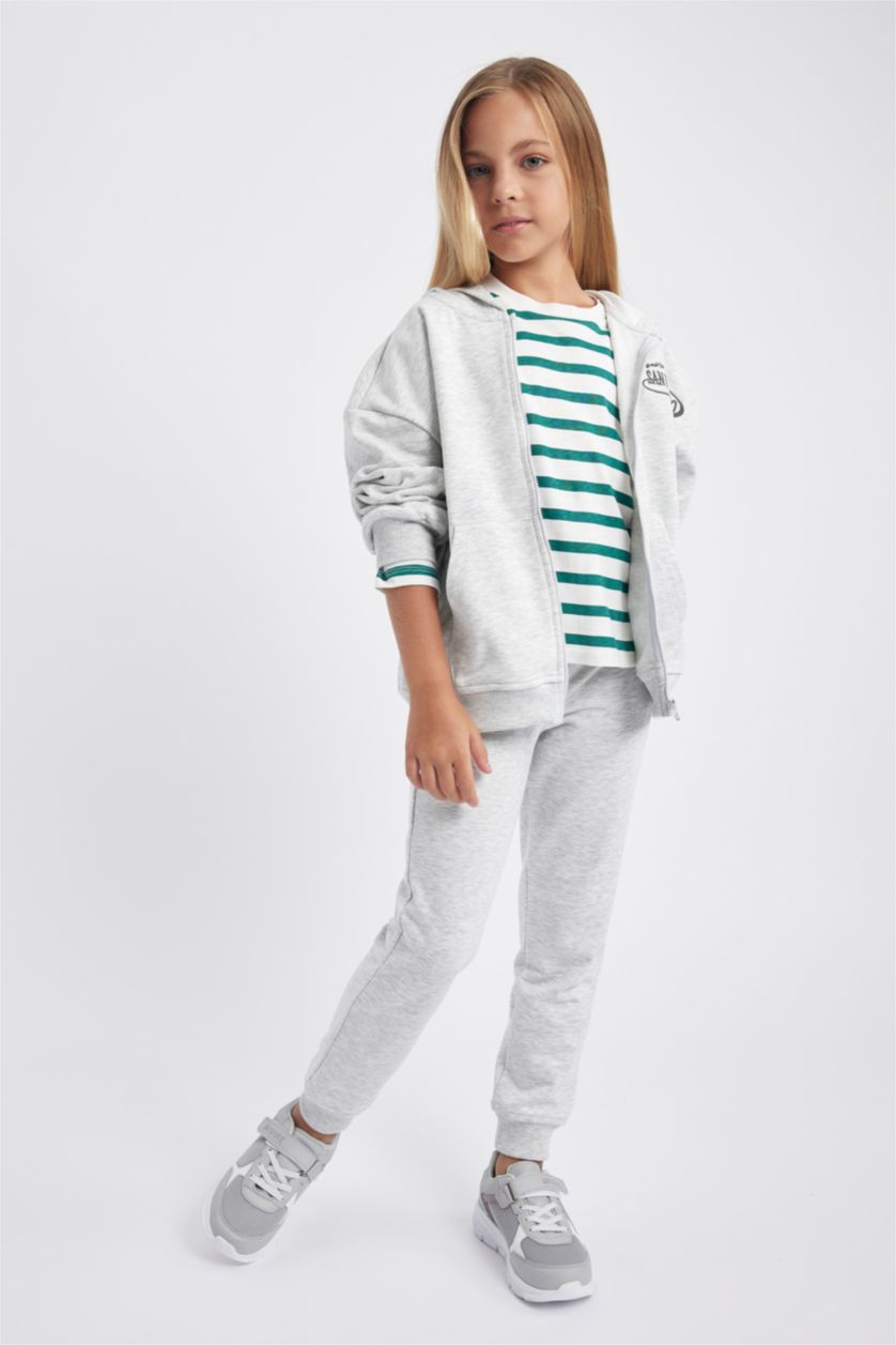 Girls & Teens Grey Melange 2 piece jogger Set