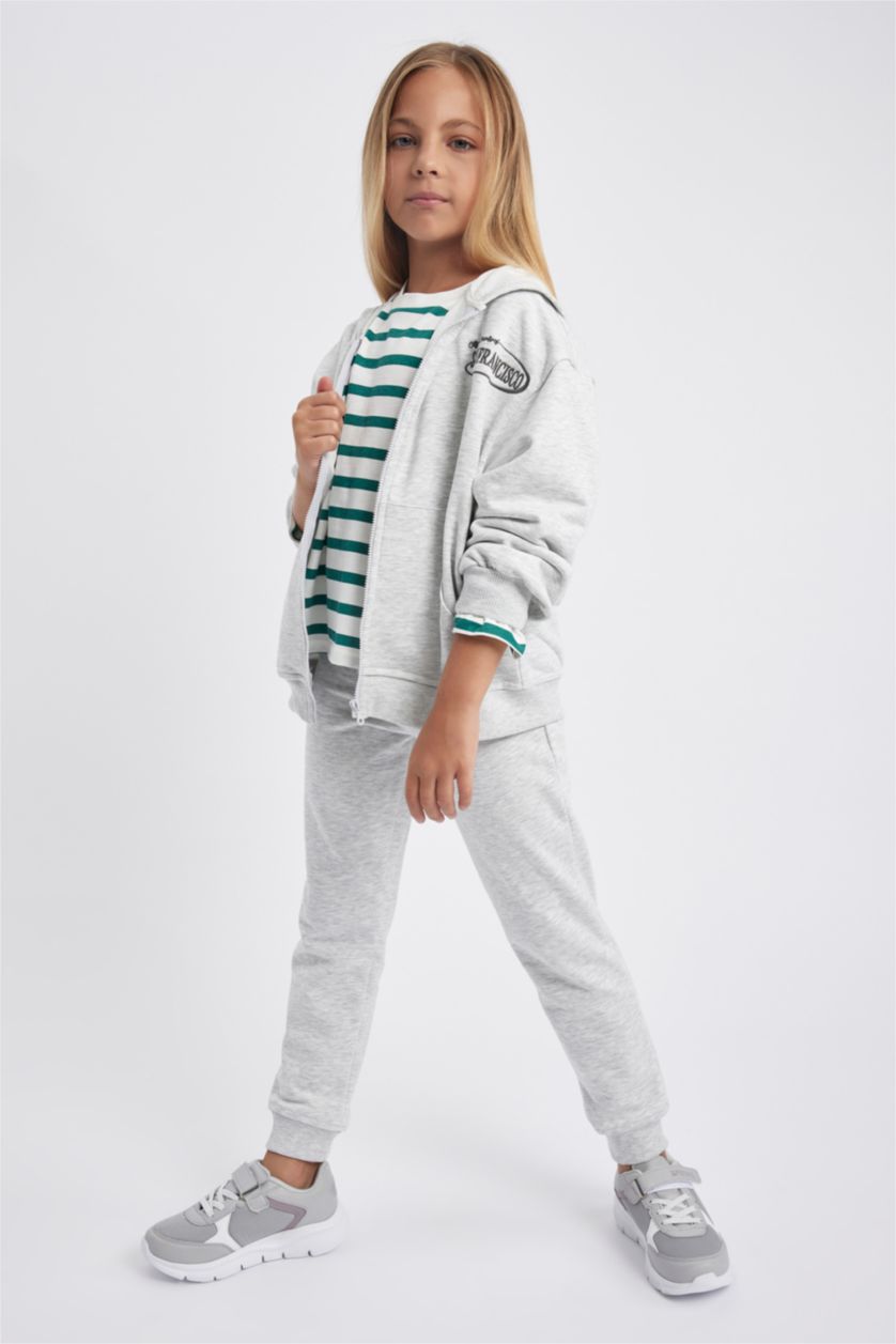 Girls & Teens Grey Melange 2 piece jogger Set