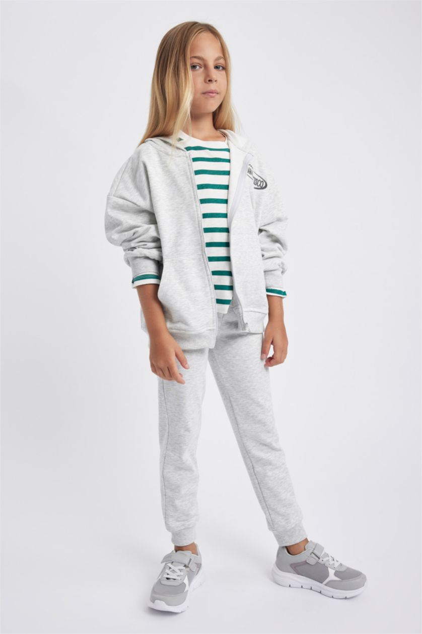 Girls & Teens Grey Melange 2 piece jogger Set