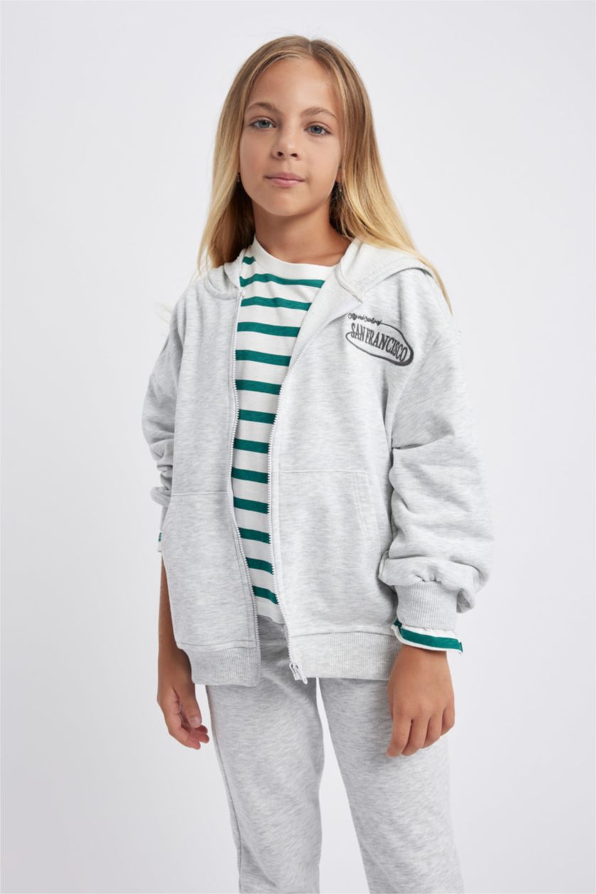 Girls & Teens Grey Melange 2 piece jogger Set