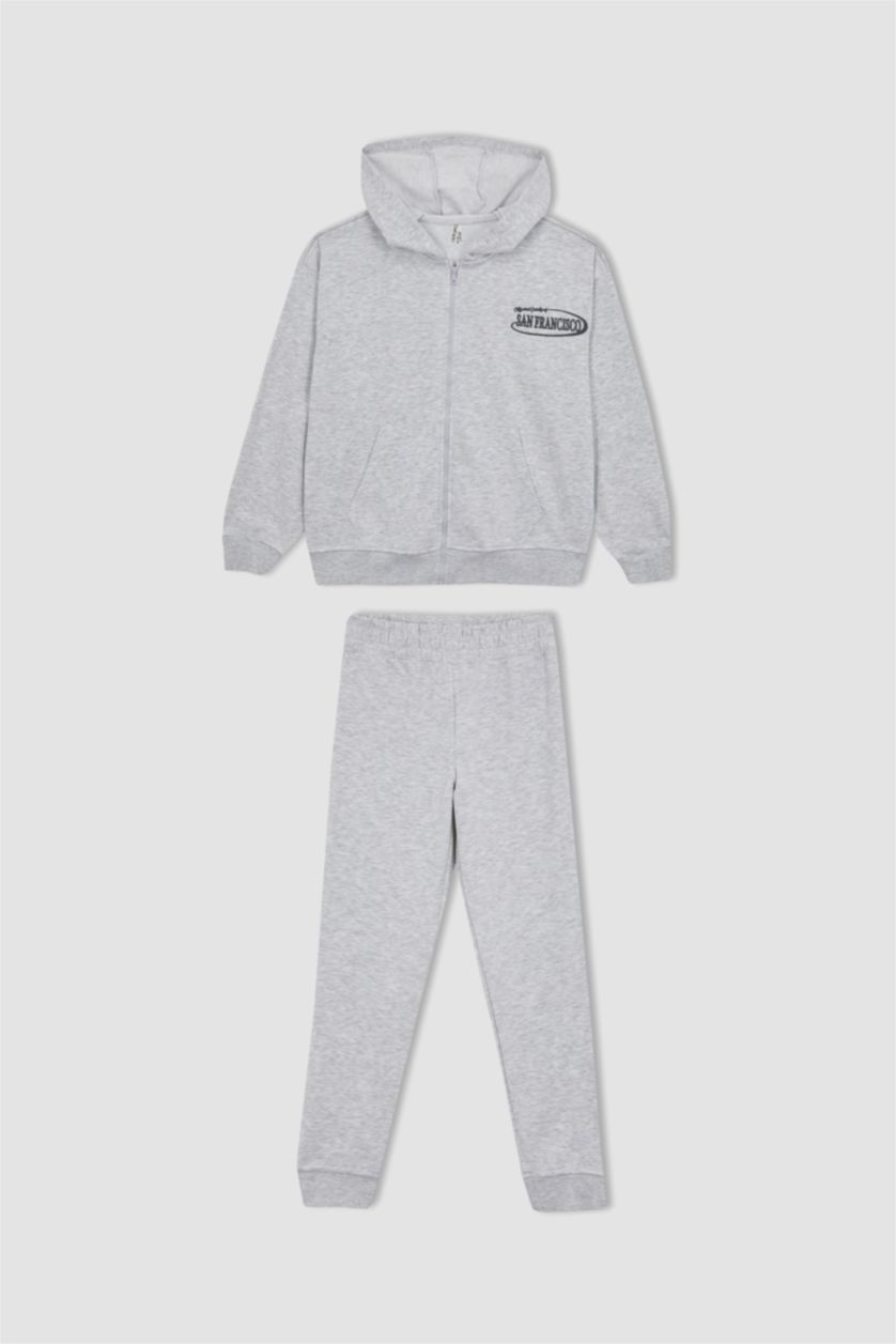 Girls & Teens Grey Melange 2 piece jogger Set