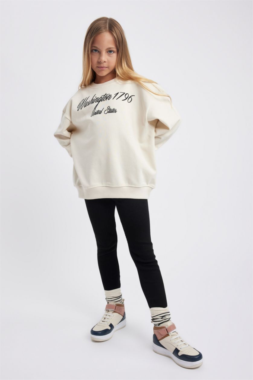 FILLES Beige Clair Ensemble Coupe Oversize Pour Fille - 2 Pièces