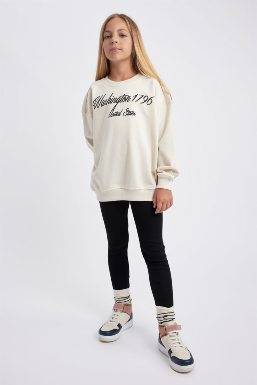 FILLES Beige Clair Ensemble Coupe Oversize Pour Fille - 2 Pièces