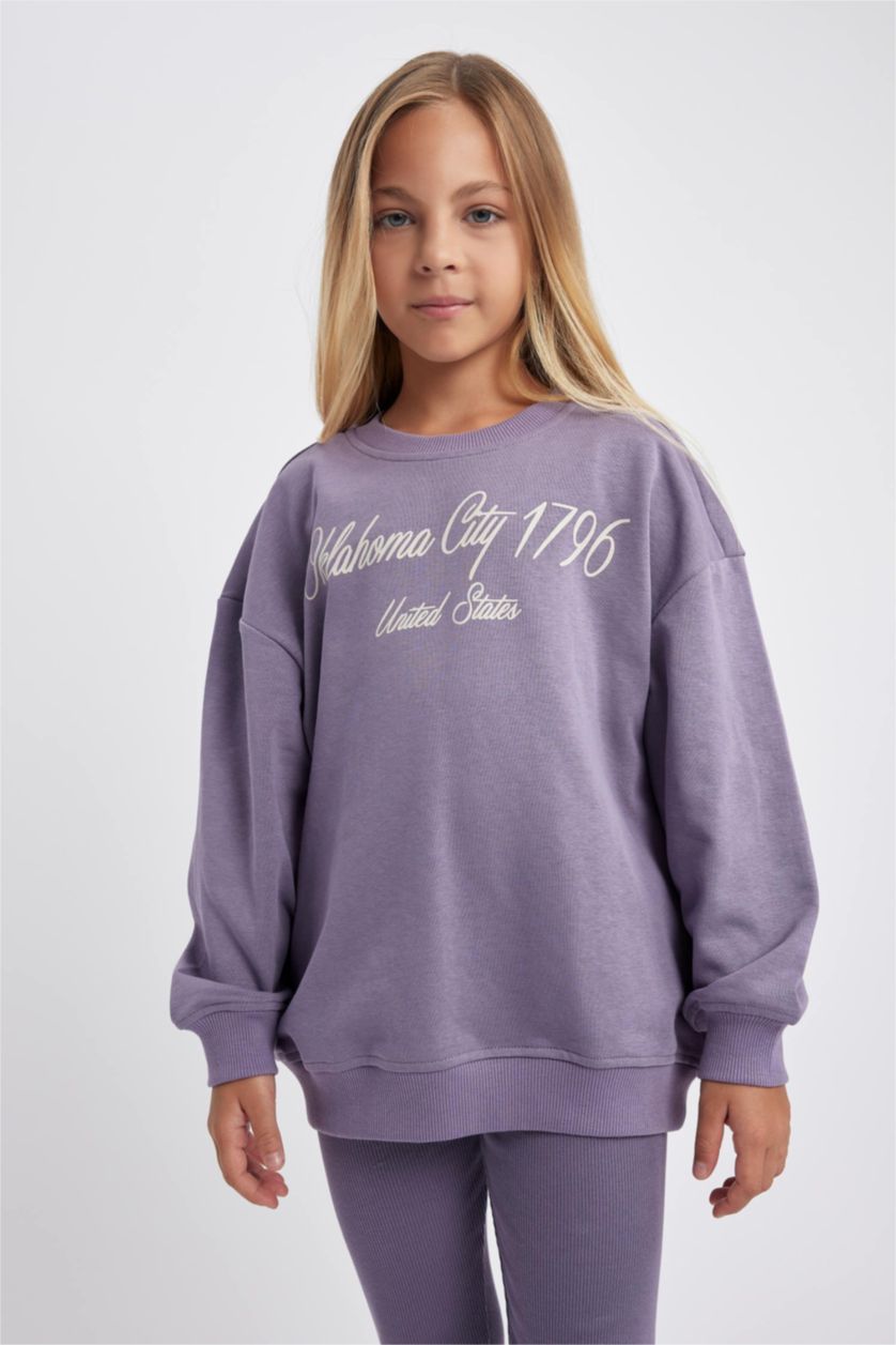 FILLES Violet Ensemble Coupe Oversize Pour Fille - 2 Pièces