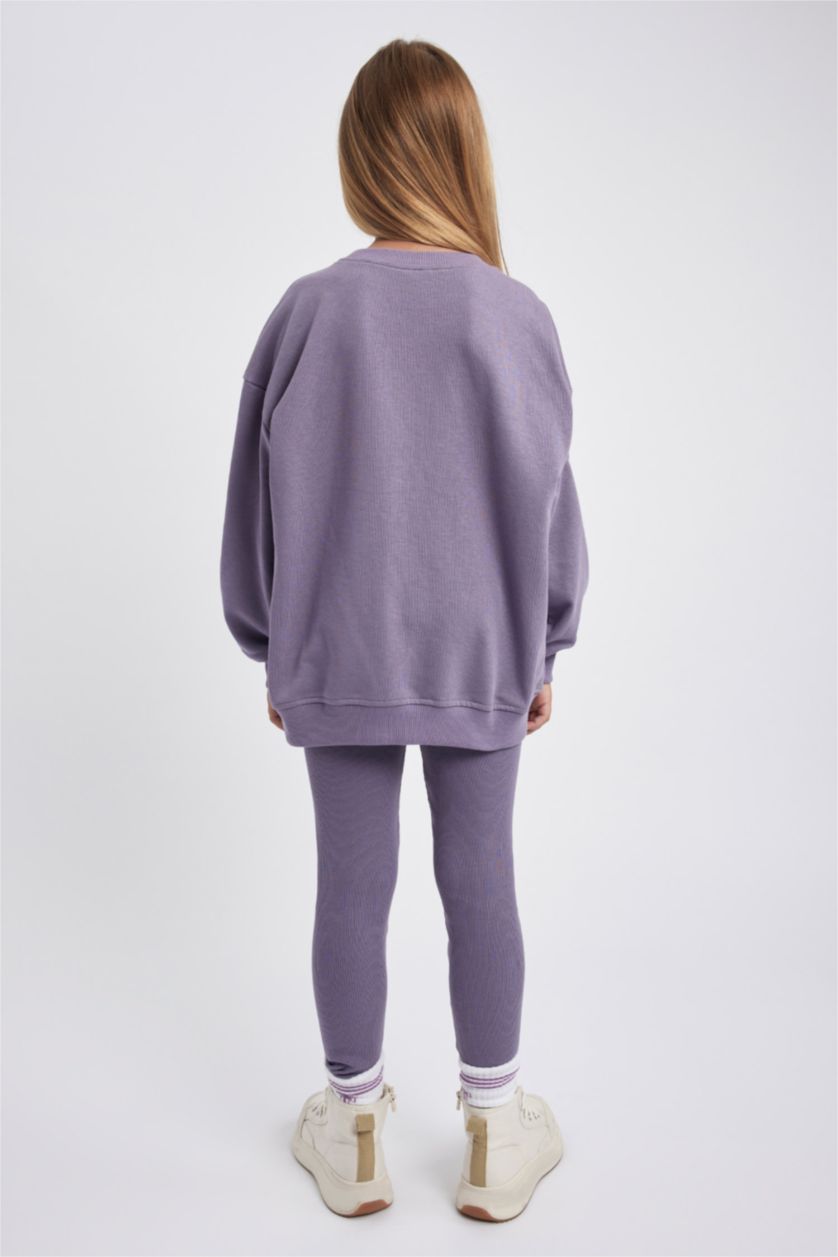FILLES Violet Ensemble Coupe Oversize Pour Fille - 2 Pièces