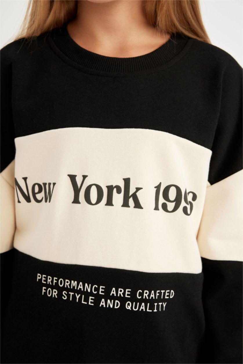 FILLES Noir Ensemble Coupe Oversize Pour Fille - 2 Pièces