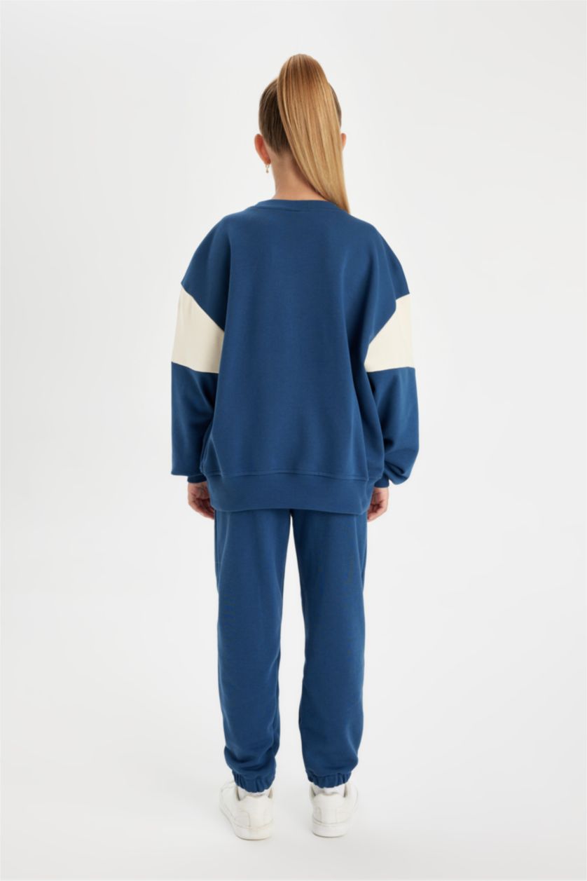 Kız Çocuk - Genç Kız İndigo Kız Çocuk 2'li Takım Baskılı Sweatshirt Jogger Eşofman Altı