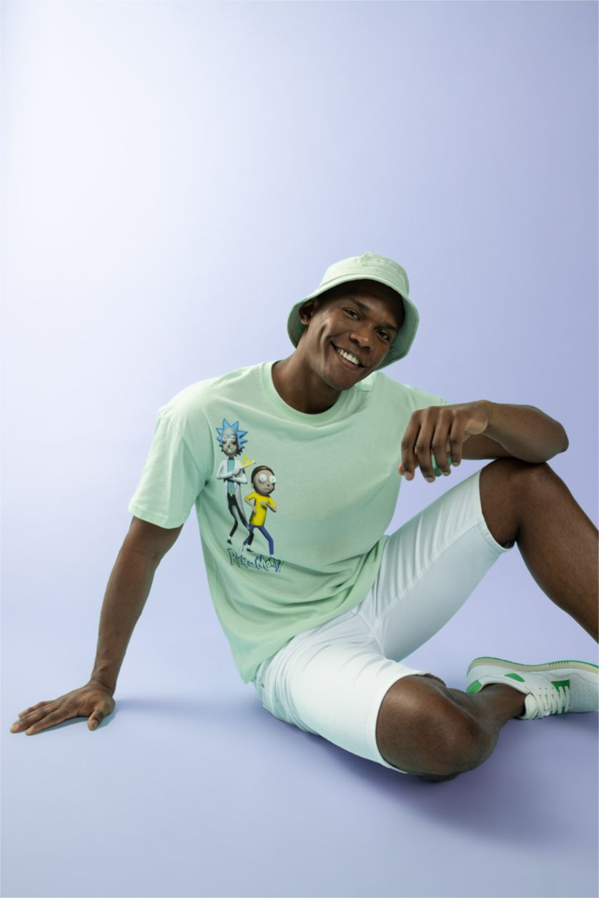 MAN Mint Comfort Fit Rick and Morty Licensed Crew Neck Printed Short Sleeve T-Shirt