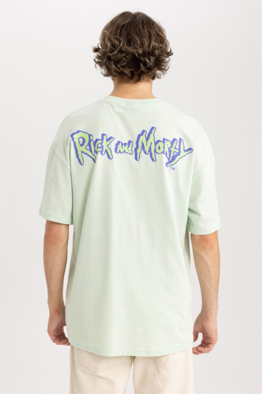MAN Mint Comfort Fit Rick and Morty Licensed Crew Neck Printed Short Sleeve T-Shirt
