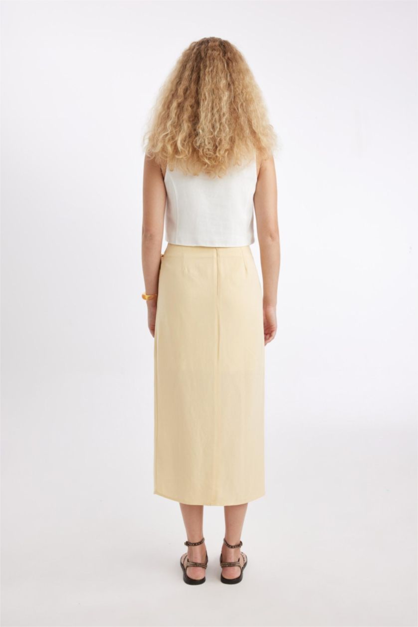 Женщины Желтый Юбка миди с разрезом