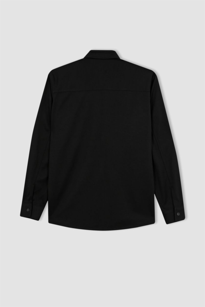 MAN Black Regular Fit Polo Neck Long Sleeve Shirt Jacket