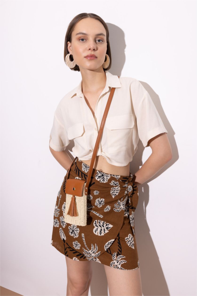 Woman Ecru Regular Fit Linen Blend Shirt