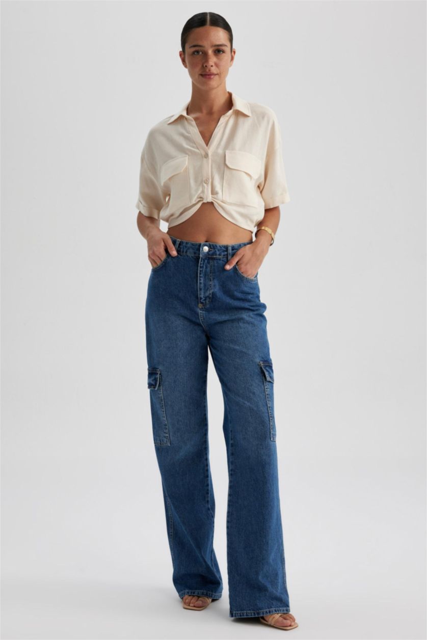 Woman Ecru Regular Fit Linen Blend Shirt