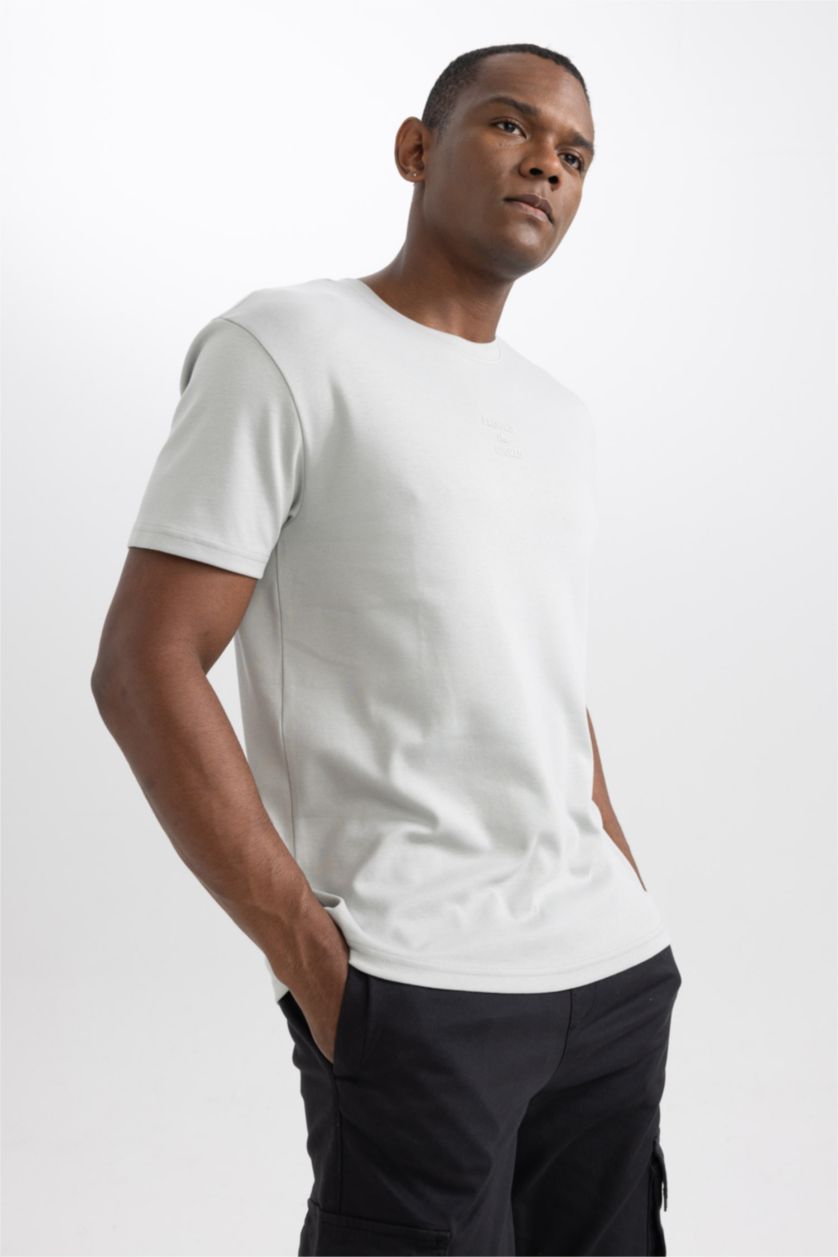 رجالي رمادي فاتح Regular Fit Short Sleeve T-Shirt