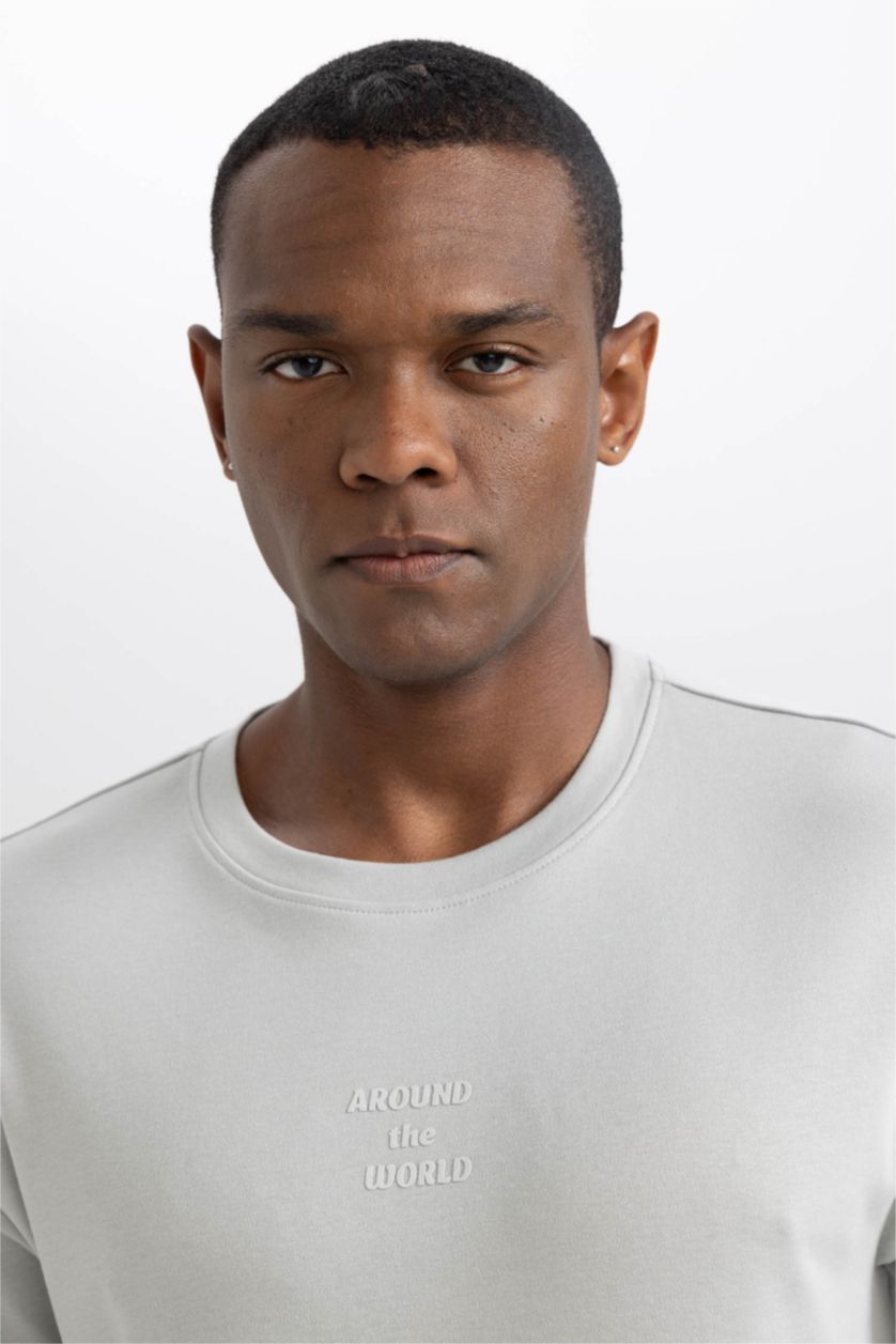 رجالي رمادي فاتح Regular Fit Short Sleeve T-Shirt