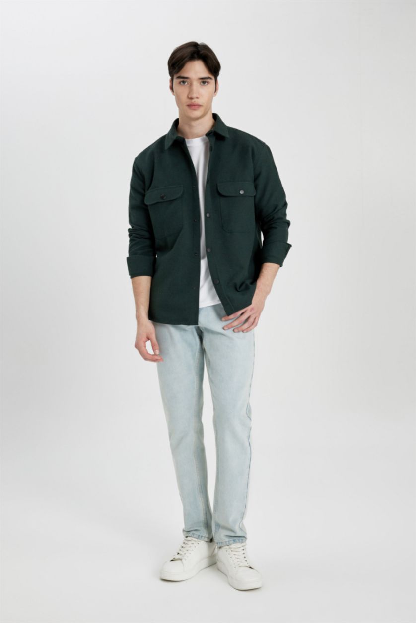 MAN Green Relax Fit Long Sleeve Shirt Jacket