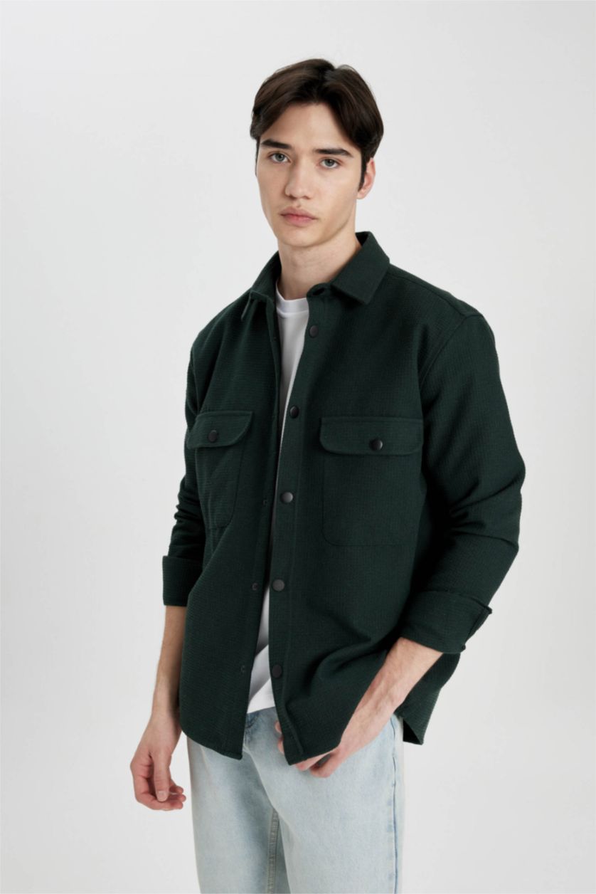 MAN Green Relax Fit Long Sleeve Shirt Jacket
