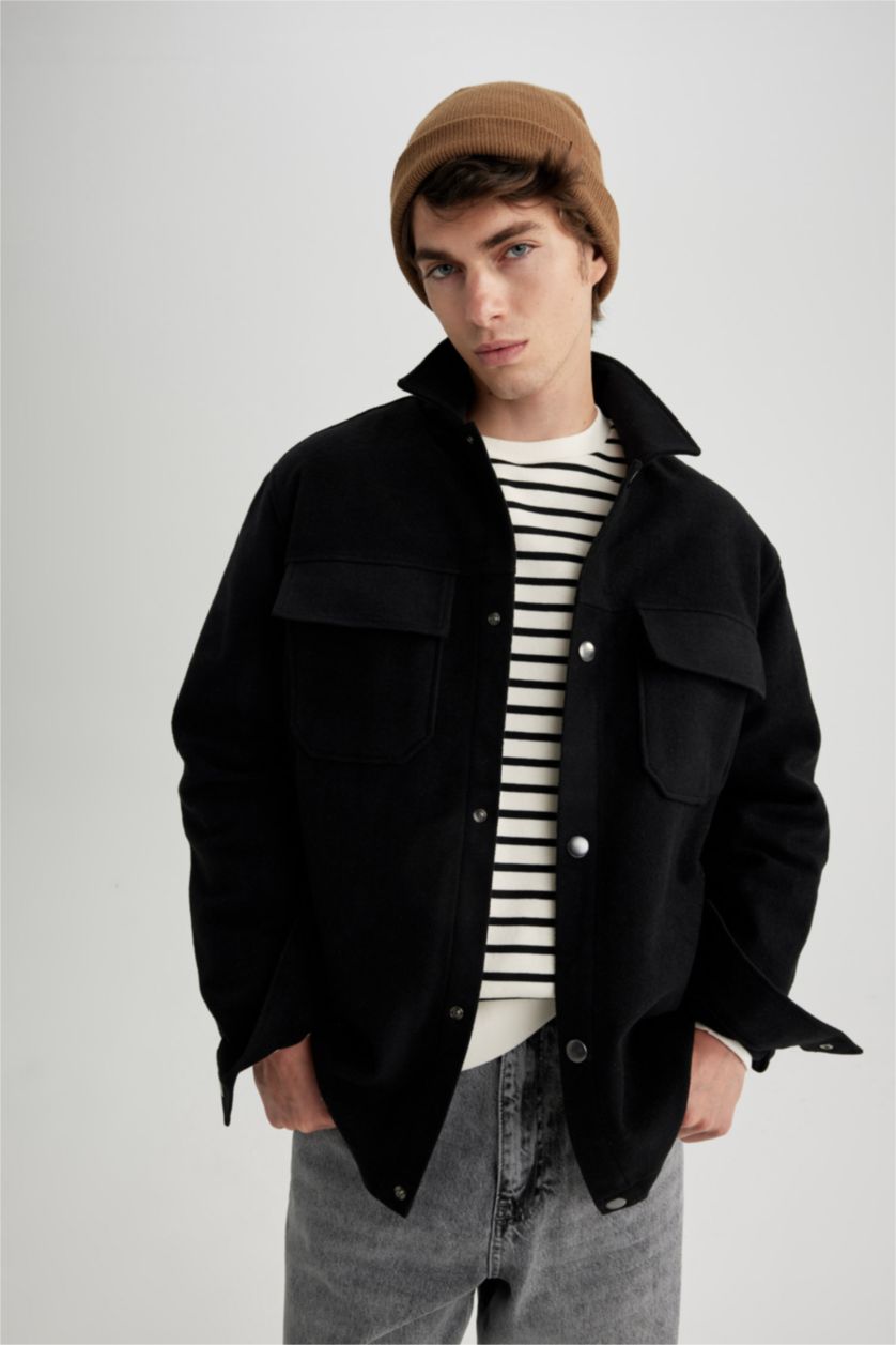 رجال أسود Relax Fit Woodcutter Overshirt