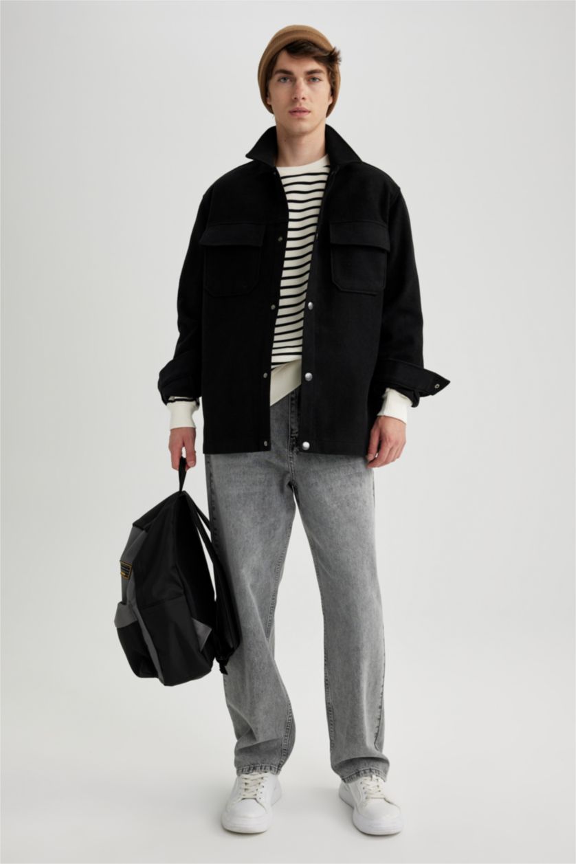 Black Man Relax Fit Woodcutter Overshirt 2934157 | DeFacto