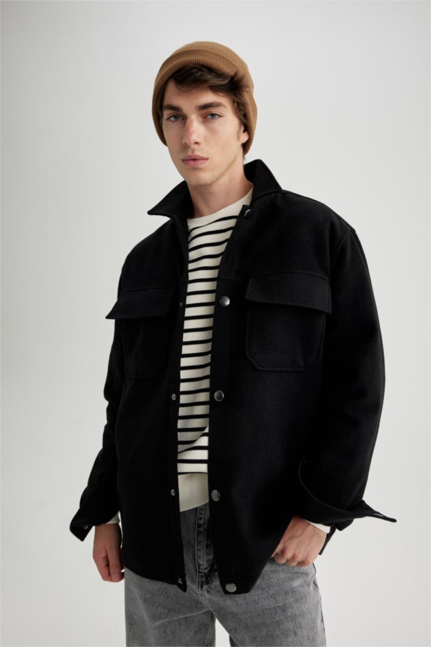 Black Man Relax Fit Woodcutter Overshirt 2934157 | DeFacto