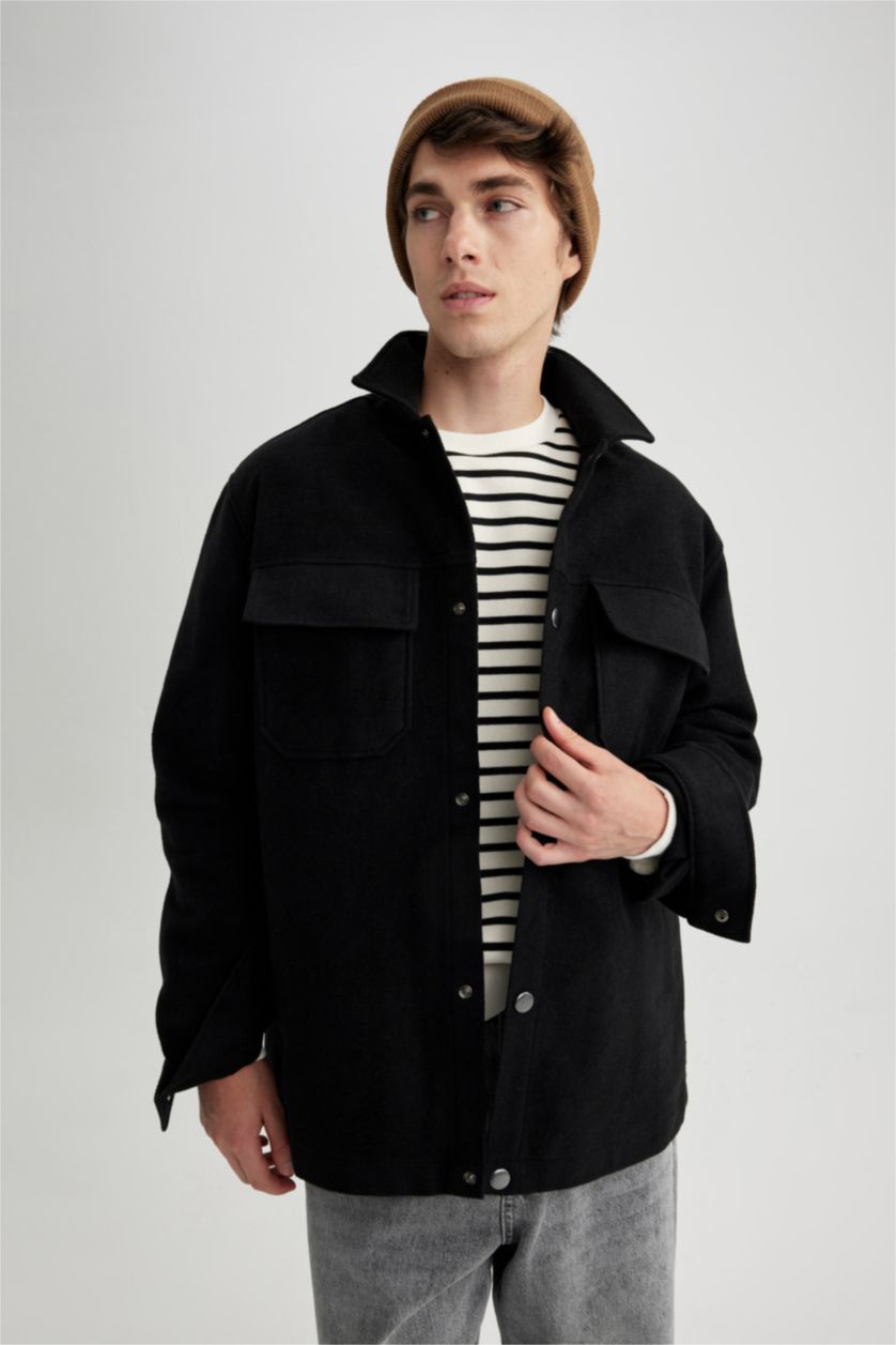 Black Man Relax Fit Woodcutter Overshirt 2934157 | DeFacto