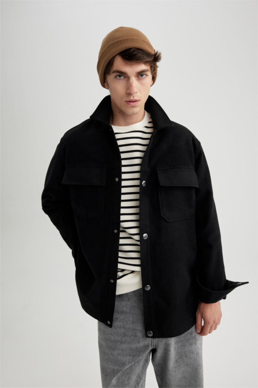 رجال أسود Relax Fit Woodcutter Overshirt