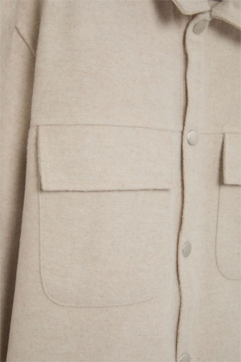 Erkek Taş Relax Fit Oduncu Basic Düz Uzun Kollu Gömlek Ceket