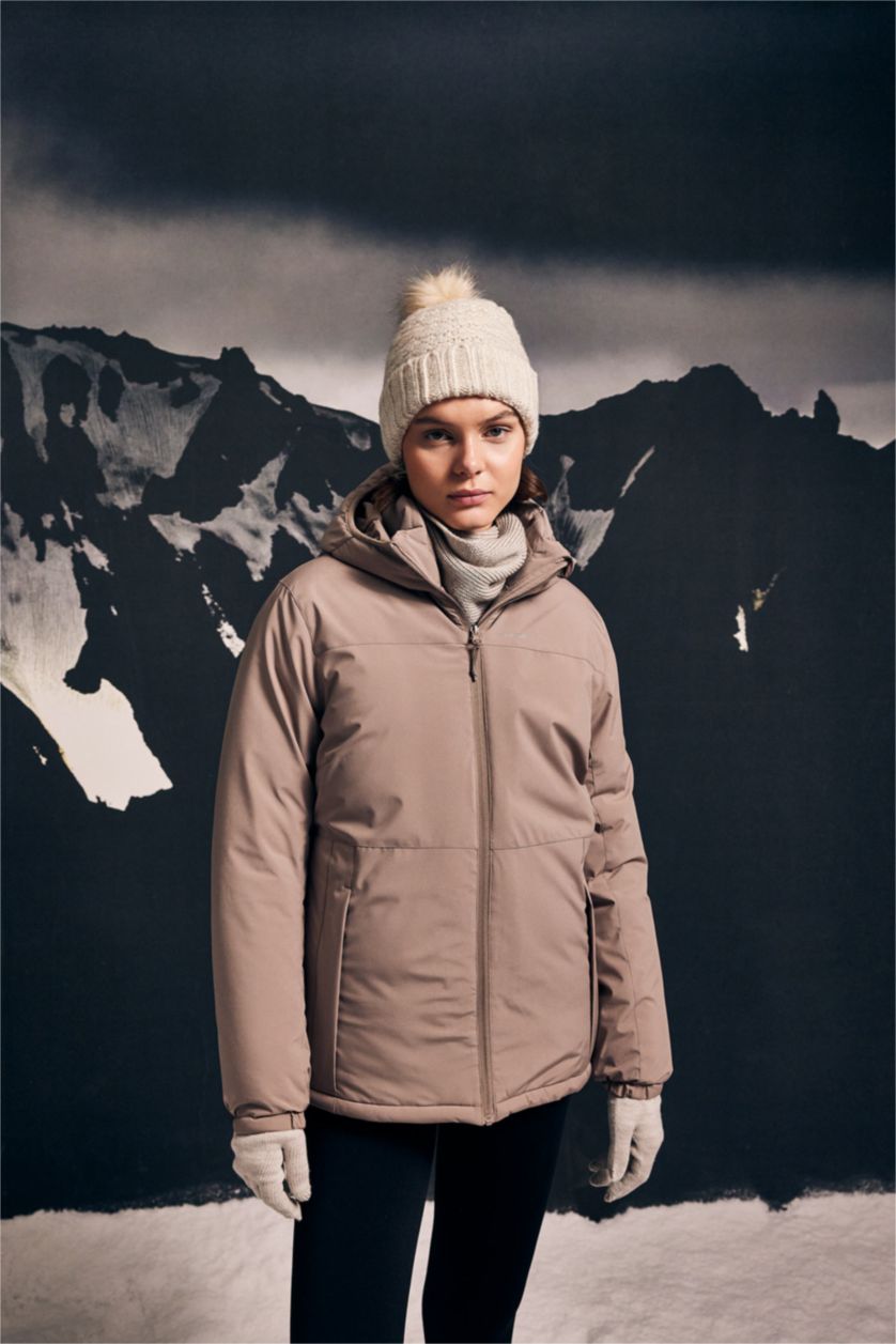 Kadın Vizon Su Geçirmez Fermuarlı Mont