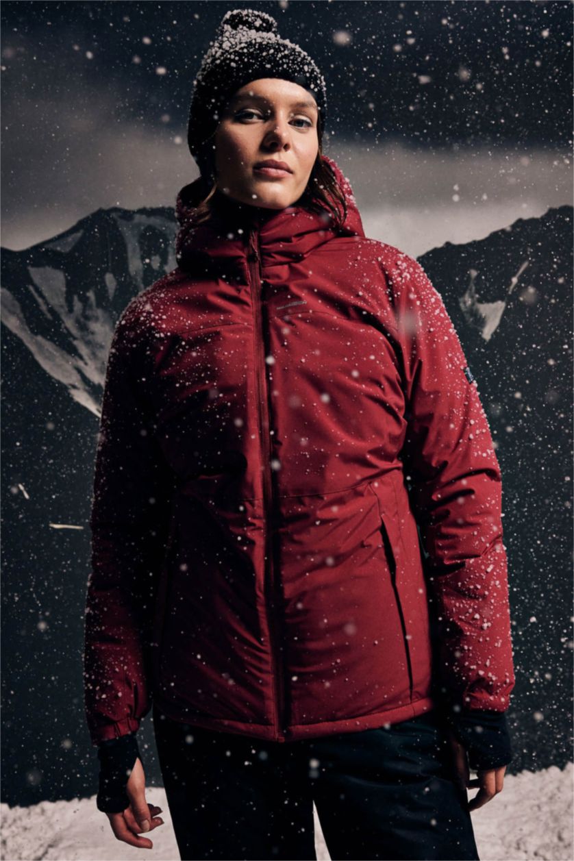 Kadın Bordo Su Geçirmez Fermuarlı Mont