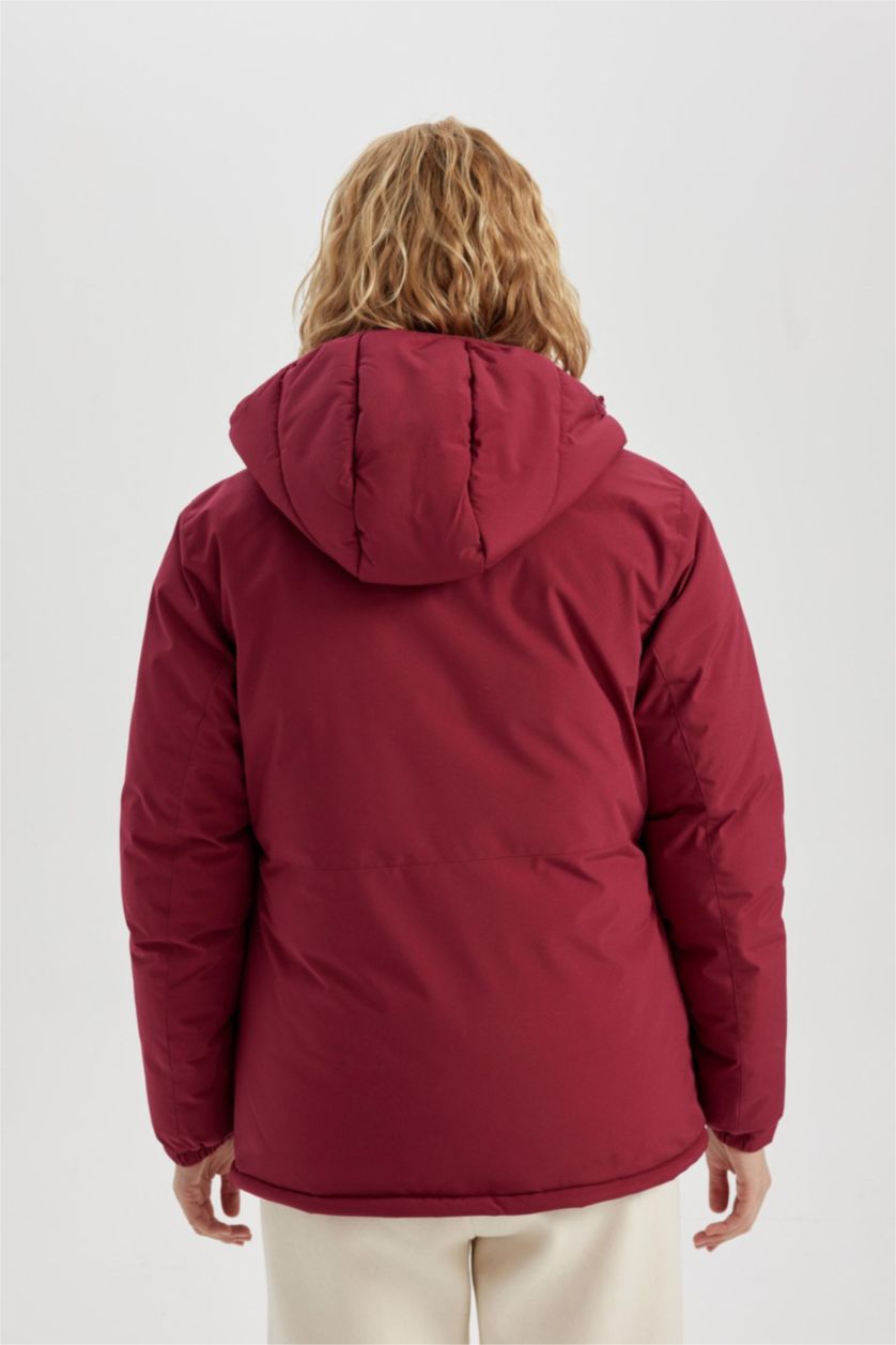 Kadın Bordo Su Geçirmez Fermuarlı Mont