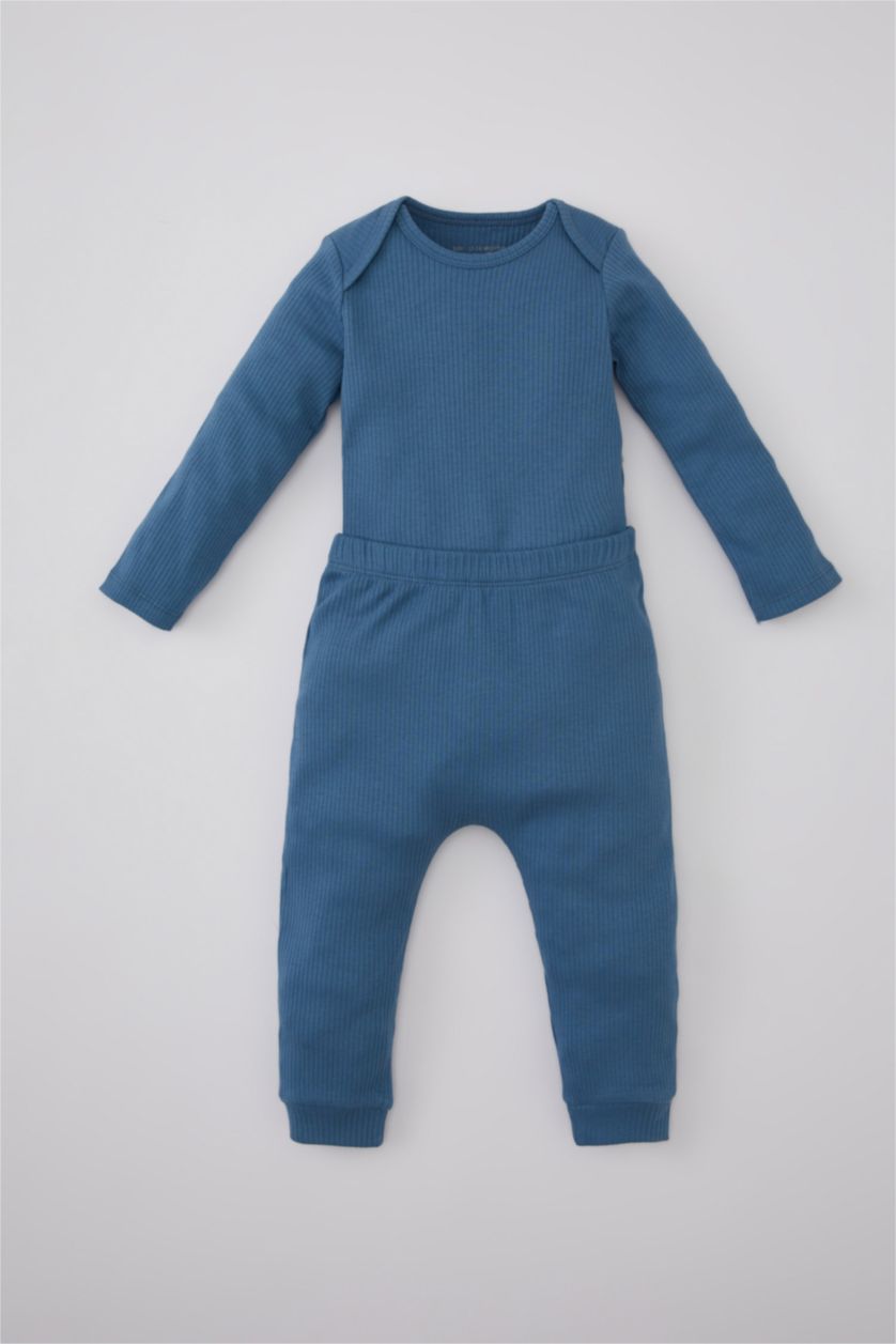BÉBÉ GARÇON Indigo Ensemble de Body et Pantalon Jogging Jersey Côtelé pour Bébé Garçon - 2 Pièces