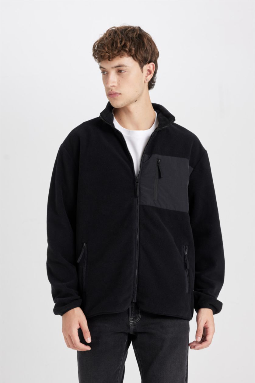 Men Black Regular Fit fleece Cardigan