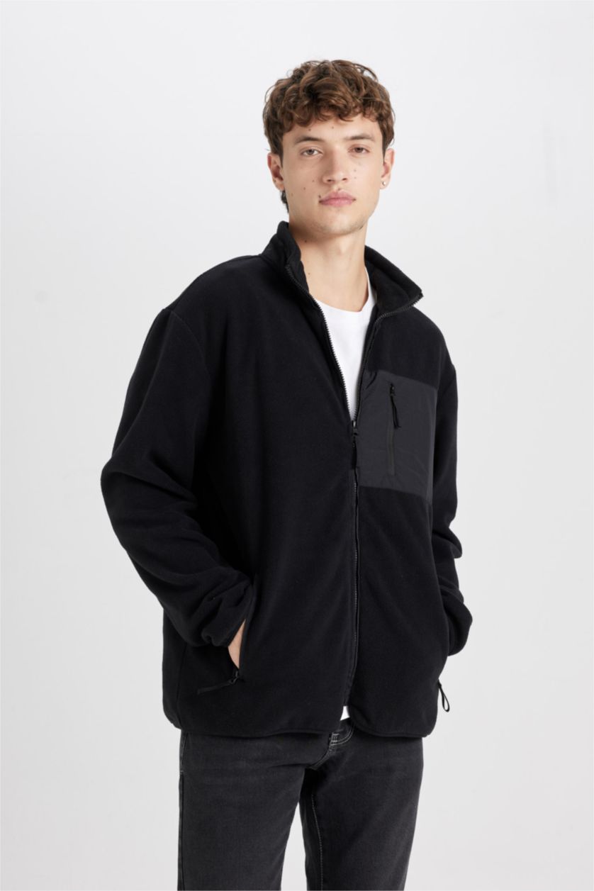 Men Black Regular Fit fleece Cardigan