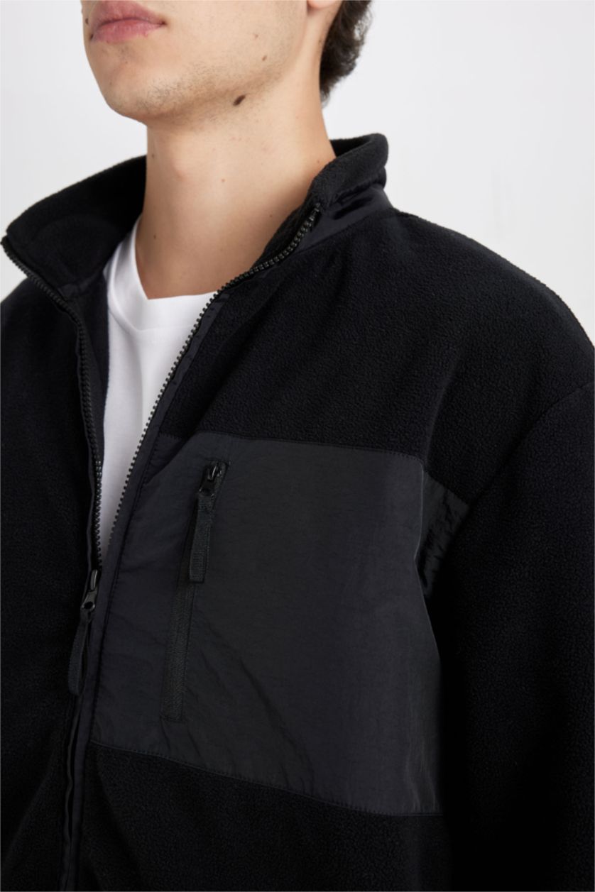 Men Black Regular Fit fleece Cardigan