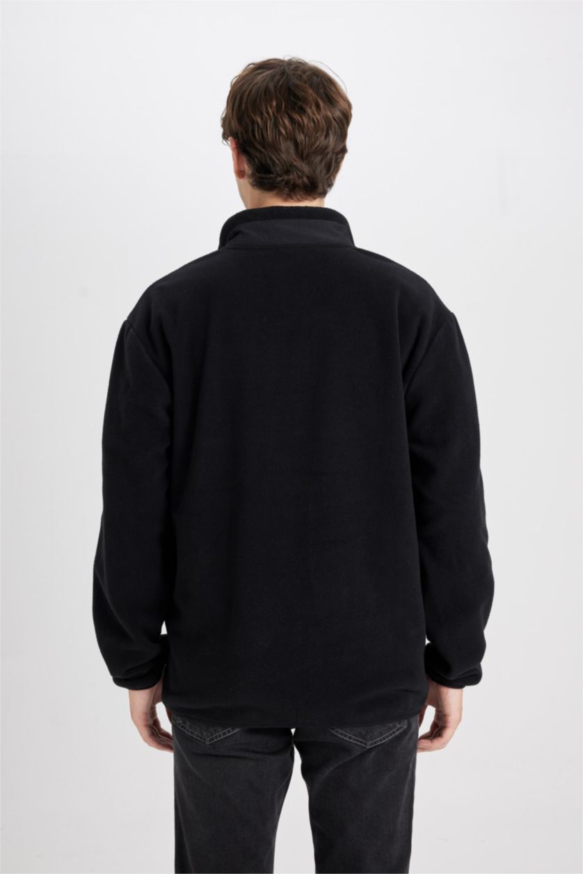 Men Black Regular Fit fleece Cardigan