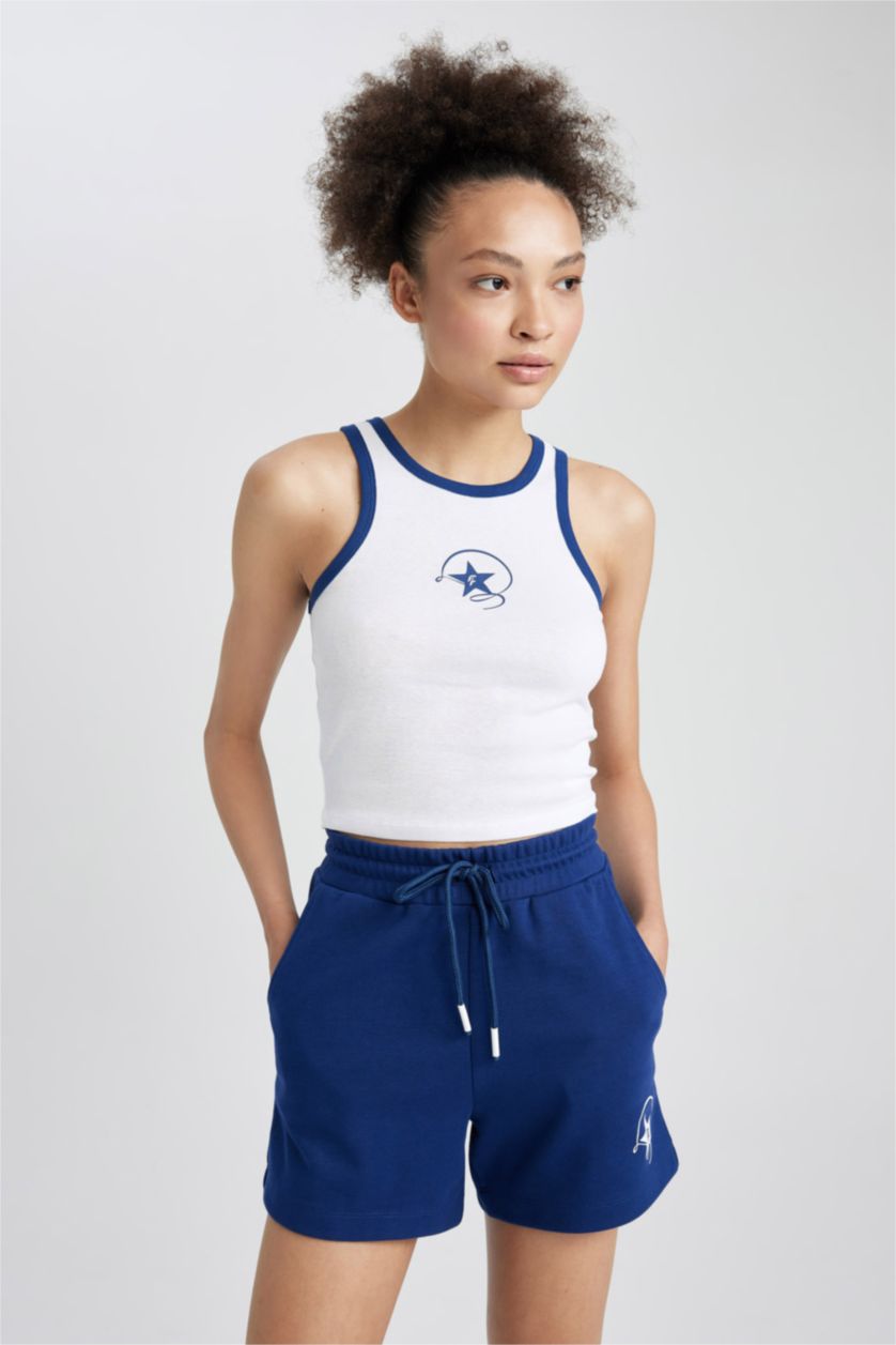 نساء أبيض ديباردور قصير رياضي مطبوع من DeFactoFit