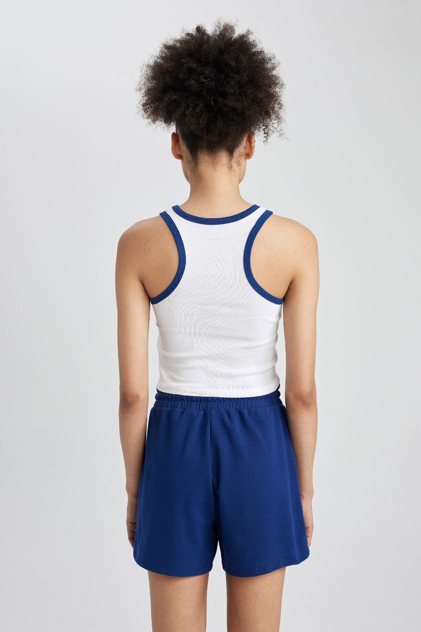 نساء أبيض ديباردور قصير رياضي مطبوع من DeFactoFit