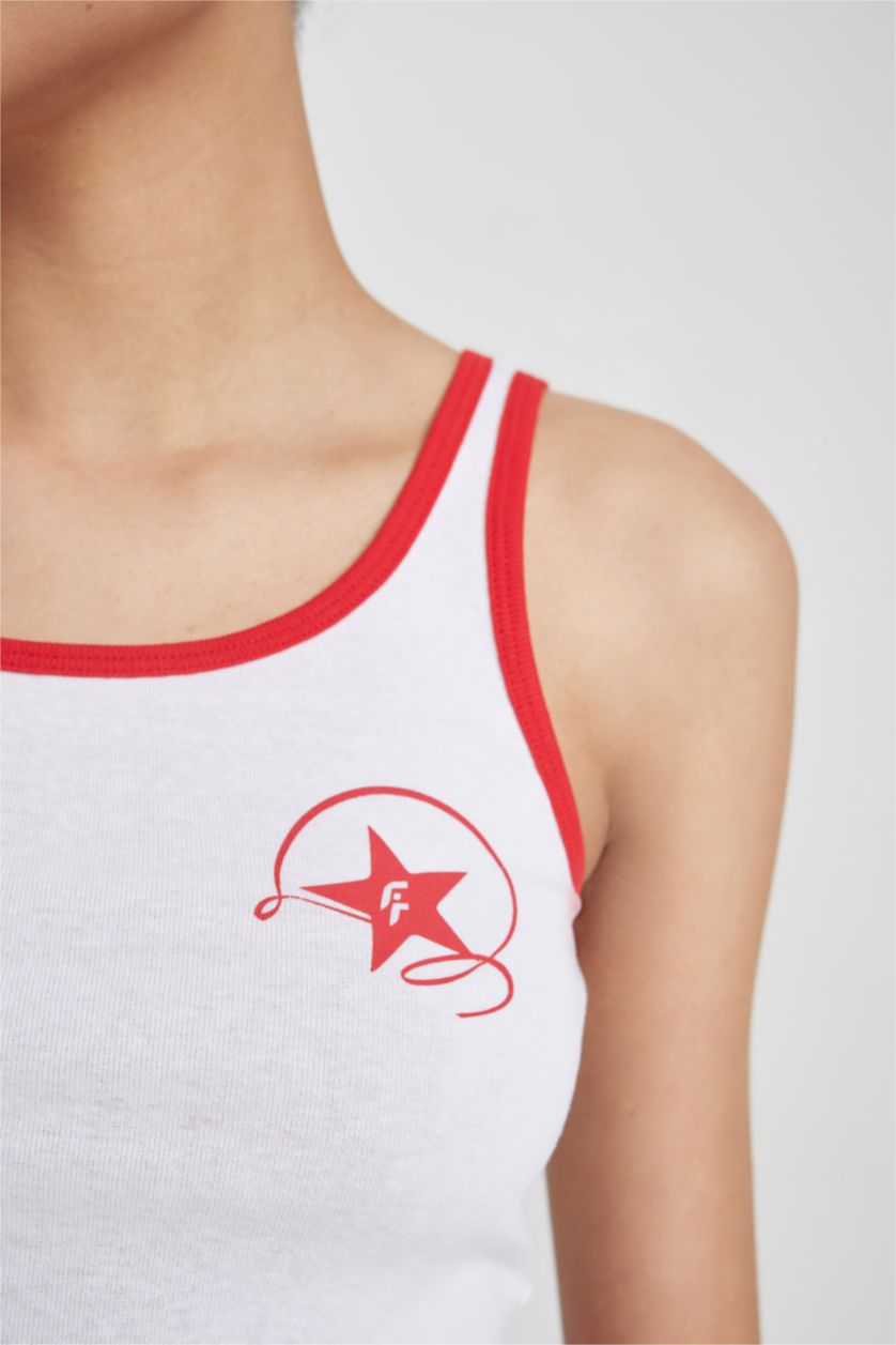 FEMME Blanc Débardeur Crop en coton imprimé à col rond de DeFactoFit