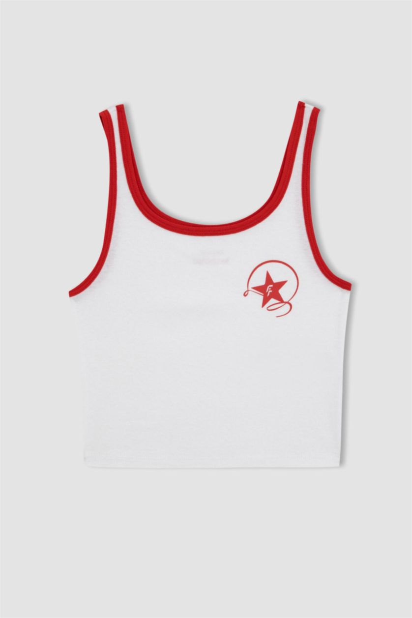 FEMME Blanc Débardeur Crop en coton imprimé à col rond de DeFactoFit