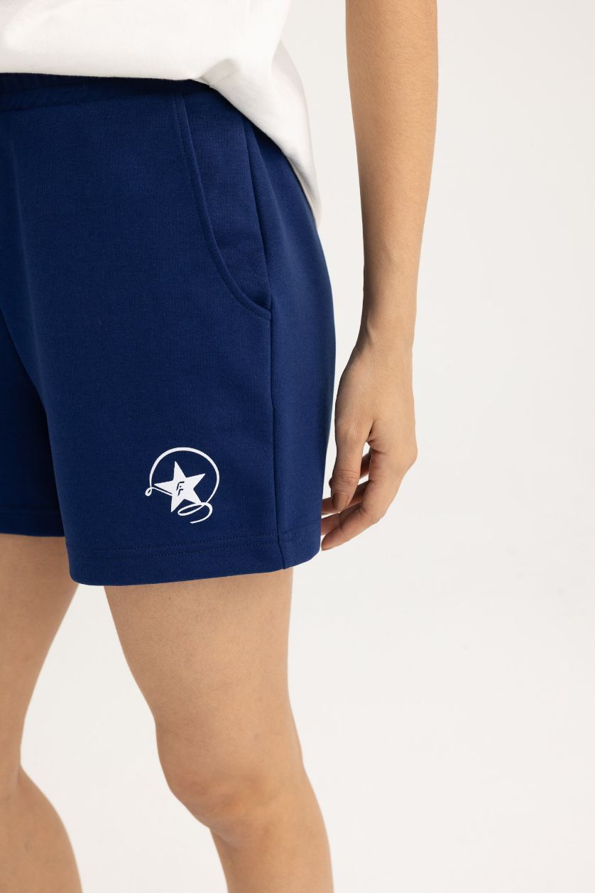 نساء كحلي شورت رياضي قصة عادية بجيب وسحاب من DeFactoFit