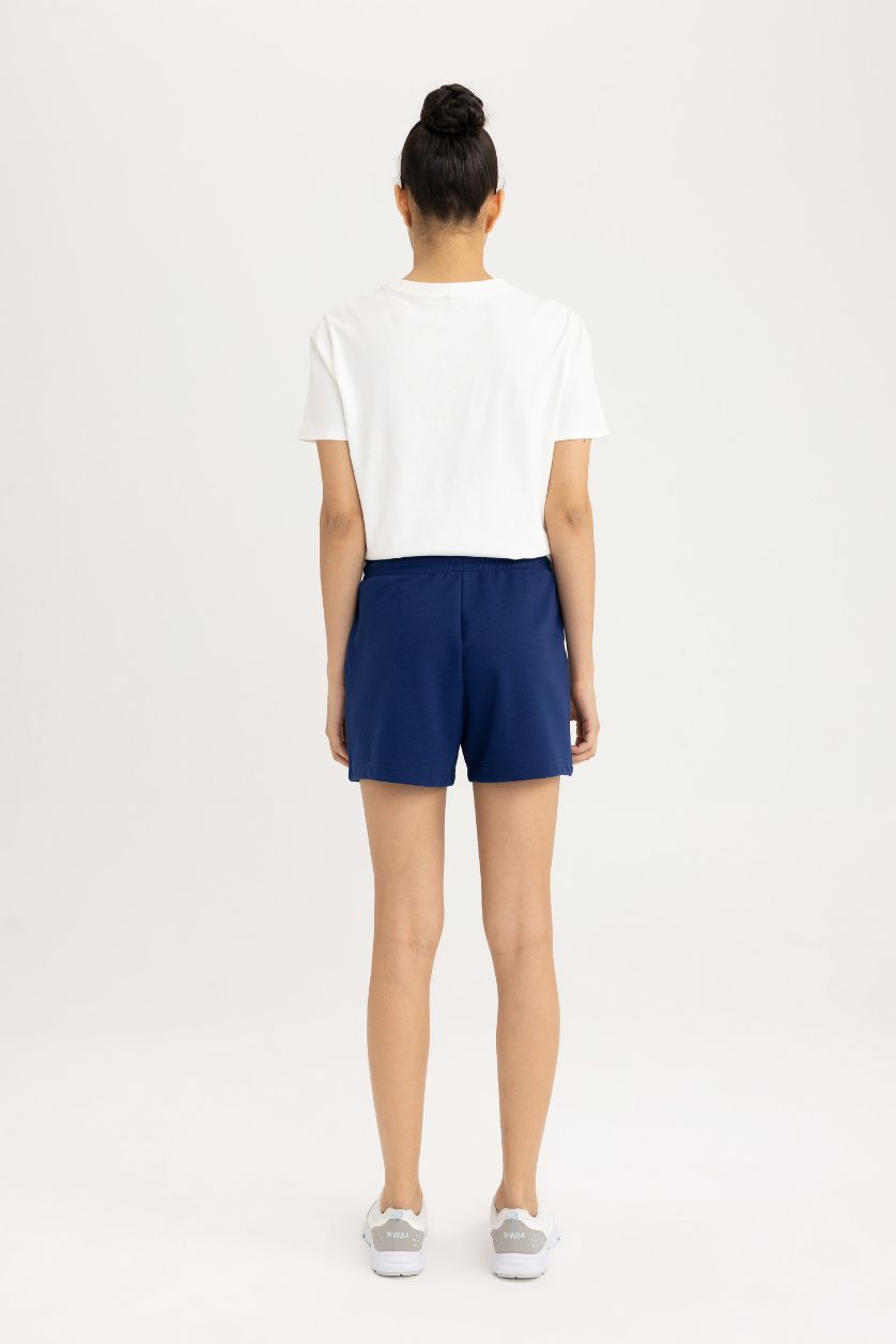 نساء كحلي شورت رياضي قصة عادية بجيب وسحاب من DeFactoFit