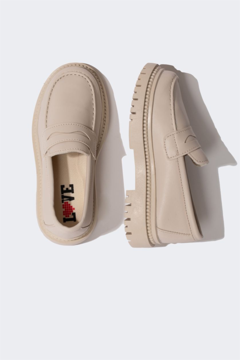 Девочки и подростки Бежевый Классическая обувь с высокой подошвой из искусственной кожи для девочек