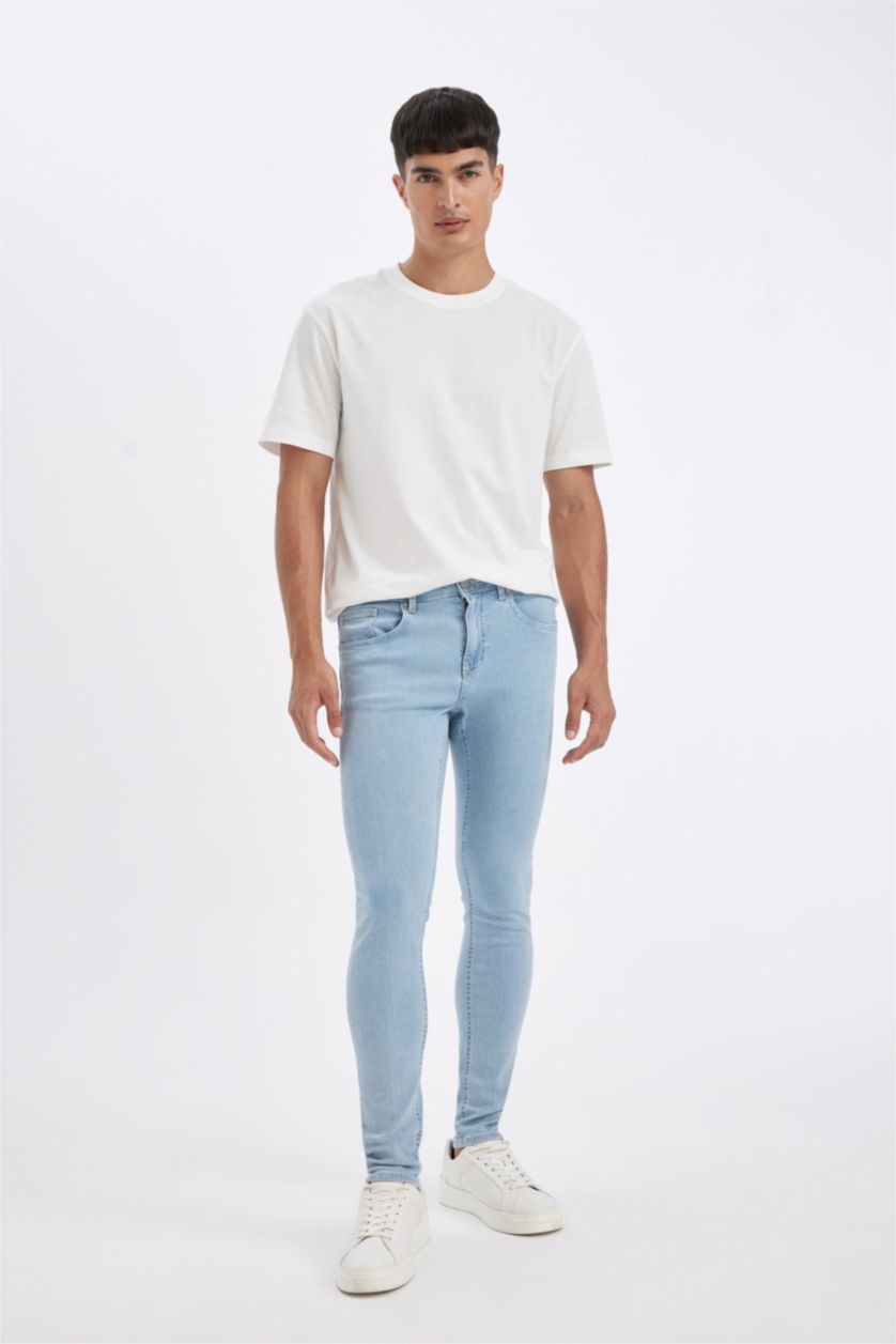 رجالي أزرق فاتح بنطلون جينز سوبر سكيني فيت