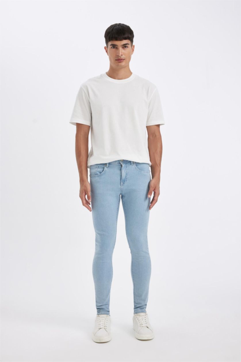 رجالي أزرق فاتح بنطلون جينز سوبر سكيني فيت