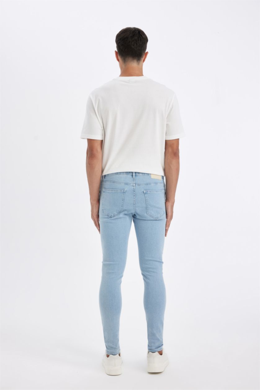 رجالي أزرق فاتح بنطلون جينز سوبر سكيني فيت